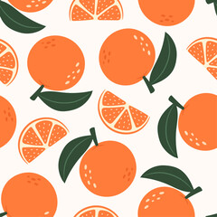 Seamless pattern with orange and slice