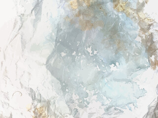 皺加工した和紙にブルーとゴールドのペイントが綺麗な背景イラスト