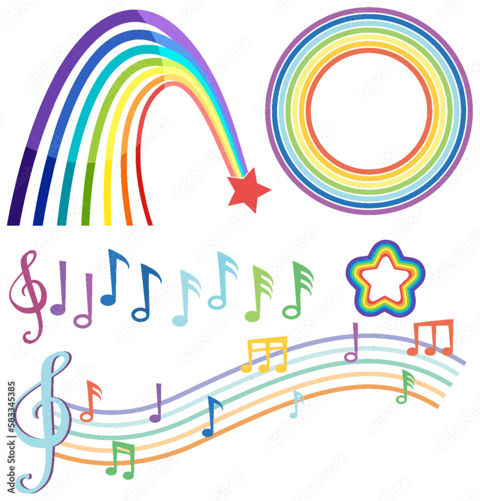 Poster set of rainbow sign and symbol