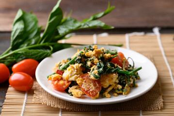 Northern Thai food, Stir fried gurmar leaf (Gymnema inodorum) with egg, Local food