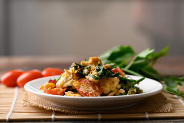 Northern Thai food, Stir fried gurmar leaf (Gymnema inodorum) with egg, Local food