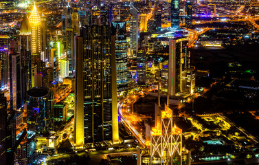 Obraz na płótnie Canvas View on night highlighted luxury Dubai Marina,Dubai,United Arab Emirates
