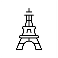 Simple Eiffel tower in Paris, France vector icon. Isolated on white background. Travel and holiday symbols. EPS 10, illustration. Can be used for any platform or purpose. Action and advertising mokup