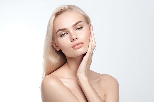 clean skin cosmetic model on white, ai generated