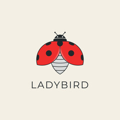ladybird line art logo design vector illustration