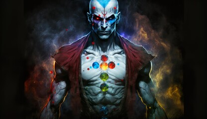 Generative AI
Spirituality, esoteric, meditation, fantasy, vampire, universe meta human god spirit, 
galaxy space background, spiritual image, design, illustration wallpaper, 
yoga, brain waves, brain