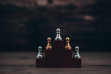 chess piece on chess board game for ideas, challenge, leadership, strategy, business, success or abstract concept.