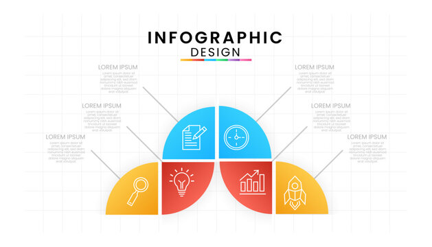 Infographic template for business isolated on white background. Abstract elements of graph concept with 6 options, steps, part, Vector presentation.