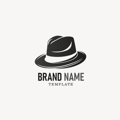 Simple silhouette hat minimalist logo isolated on black and white background.