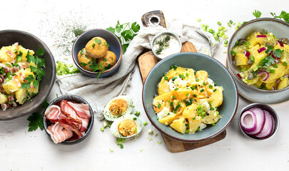 Set with different potato salads