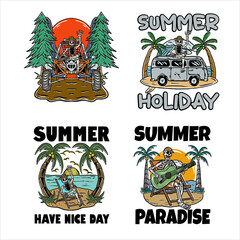 beach illustration t-shirt summer bundle