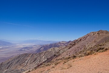 Looking over Death Valley from Dante's View in the Black Mountains, with the Panamint Range seen rising up to 11,000 feet over the opposite side of the valley