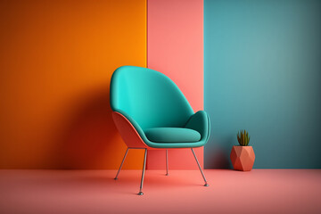 Modern chair and color with Generative AI technology