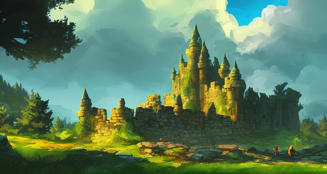 Ilustraci&oacute;n de castillo, fantas&iacute;a