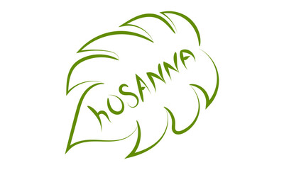 A Christian Palm Sunday religious holiday with palm branches and leaves