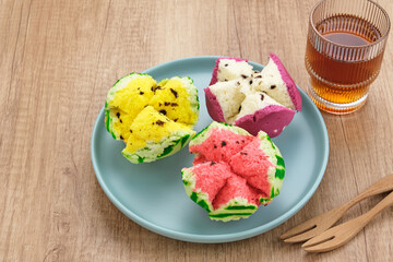 Bolu Kukus (Sponge Cake), made from flour, tapioca flour, egg and sugar. Indonesian traditional snack

