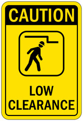 Low clearance warning sign and labels