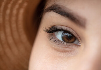 Girl's open eye. macro photo