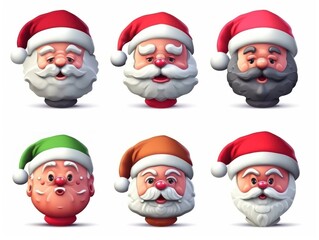 Set santa claus Cartoon cute character. Collection isolated on white background. generative ai