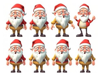 Set santa claus Cartoon cute character. Collection isolated on white background. generative ai