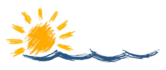 Sun and Blue Wave Symbol. 