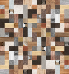 Seamless abstract pattern decorative wood textured geometric mosaic background design.