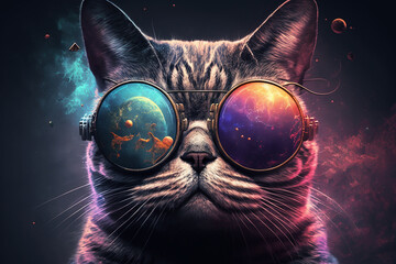 A cat with sunglasass, with Generative AI technology