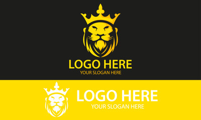 Luxury Color Lion Face with Crown Logo Design