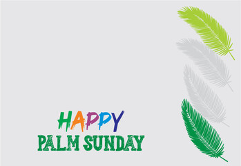 Fototapeta na wymiar Happy palm Sunday. Happy Easter lettering card. greeting card, poster, banner and printable wall art. Editable vector with space to add text. eps 10.