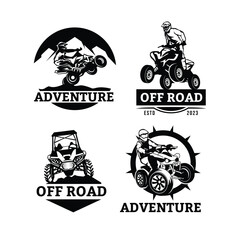 Obraz na płótnie Canvas ATV Extreme Offroad Adventure Sports Logo Design Clipart.
