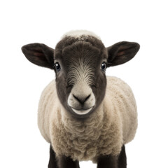 blackface lamb face shot , isolated on transparent background cutout , generative ai