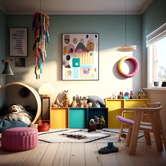 Colorful Kids Room. Generative AI