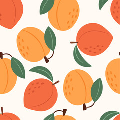 Seamless pattern with apricots and peaches