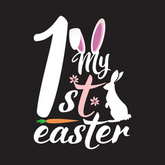 My 1st easter  t shirt design graphic template