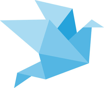 blue origami bird vector image	
