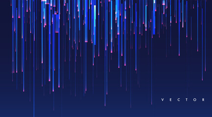 Glowing lines on blue background.