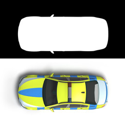 modern police car top view 3d render on white with alpha - 583371561