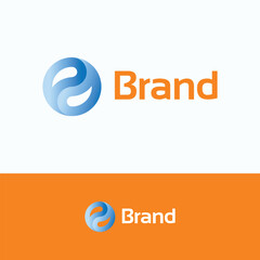 Company logo. Letter yin yang logo template. Drop liquid e a sign.