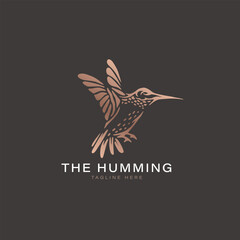 Fototapeta na wymiar Hummingbird icon logo concept with luxury gold color vector illustration