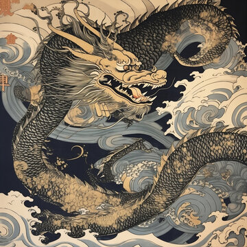 Dragon depicted in ukiyo-e