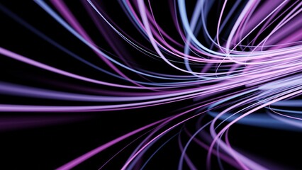 3D Rendering of abstract fast moving stripe curve lines, glowing led color.  Concept of leading in business, Hi tech products, warp speed wormhole science, technology background