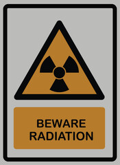 Beware radiation  signs on white isolated background signs