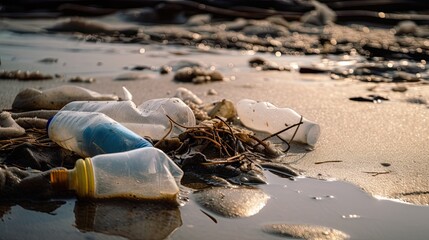 Obraz premium plastic pollution, generative ai