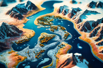 From the sky, a stunning patchwork of contrasting environments unfolds, highlighting the diverse beauty of our planet