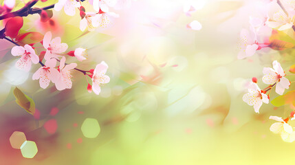 Naklejka na ściany i meble Spring background with pink flowers