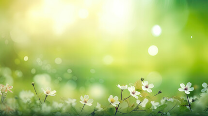Obraz na płótnie Canvas Spring background with grass and flowers