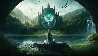 Generative AI
Spirituality, esoteric, meditation, fantasy, vampire, universe meta human god spirit, 
galaxy space background, spiritual image, design, illustration wallpaper, 
yoga, brain waves, brain