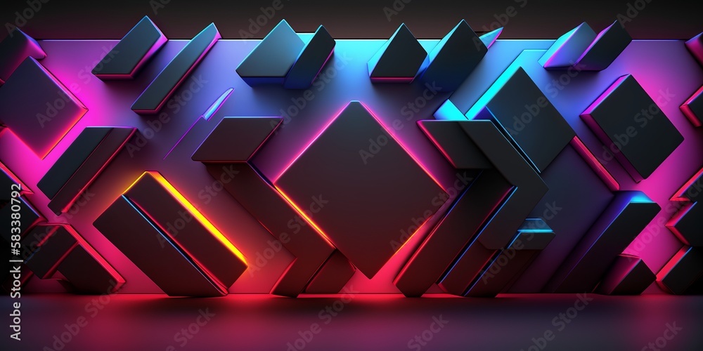 Wall mural Modern Tech Light Neon Background. Trend Colorful design element for banners, backgrounds, wallpapers, posters and covers. Using your project UI UX Design.