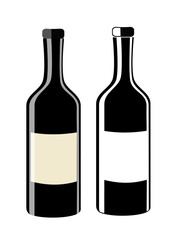 Wine bottle illustration. Wine bottle icon. Isolated sign on white background. Vector illustration.