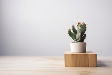 Cactus model on a white background and wooden pallet board. Generative AI